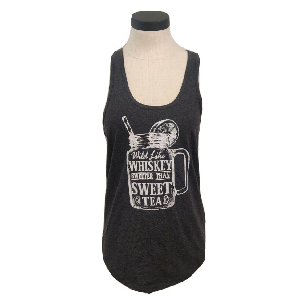 Blended NEW Womens Tank Top Racerback Great Size M Whiskey Sweet Tea Graphic.